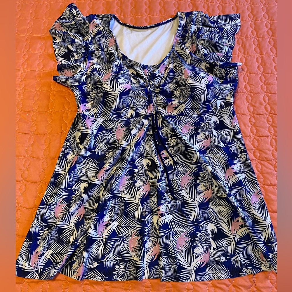 NWOT Women’s 3XL 2pc Bathing suit, Navy/White/Pink